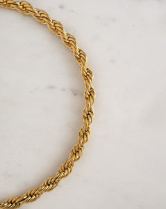 18k gold plated 8mm rope chain necklace