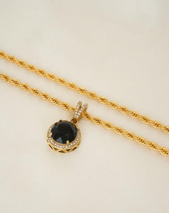 black zircon pendant necklace