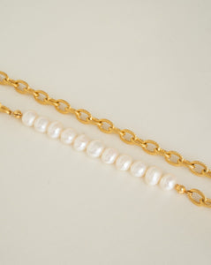 18k gold plated chain with natural pearls