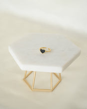 Load image into Gallery viewer, 18k gold plated sterling silver ring with black zirconia heart on the top