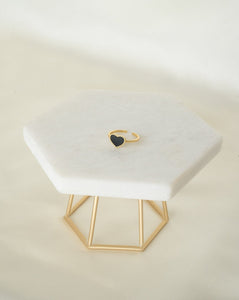 18k gold plated sterling silver ring with black zirconia heart on the top