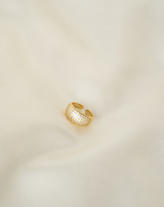 18kt gold plated Sterling silver ring with small white zirconias