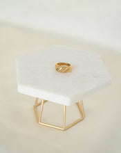 Load image into Gallery viewer, 18k gold plated stainless steel ring with white cubic zirconias